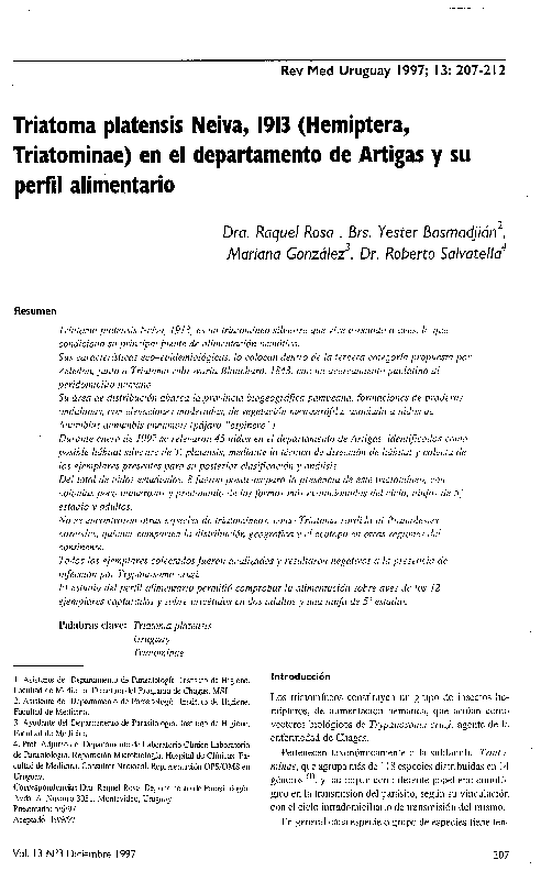 (PDF) Triatoma platensis Neiva, 1913 (Hemiptera, Triatominae) en el