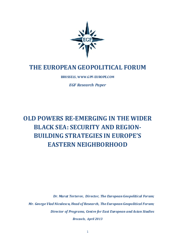 (PDF) OLD POWERS RE-EMERGING IN THE WIDER BLACK SEA: SECURITY AND ...