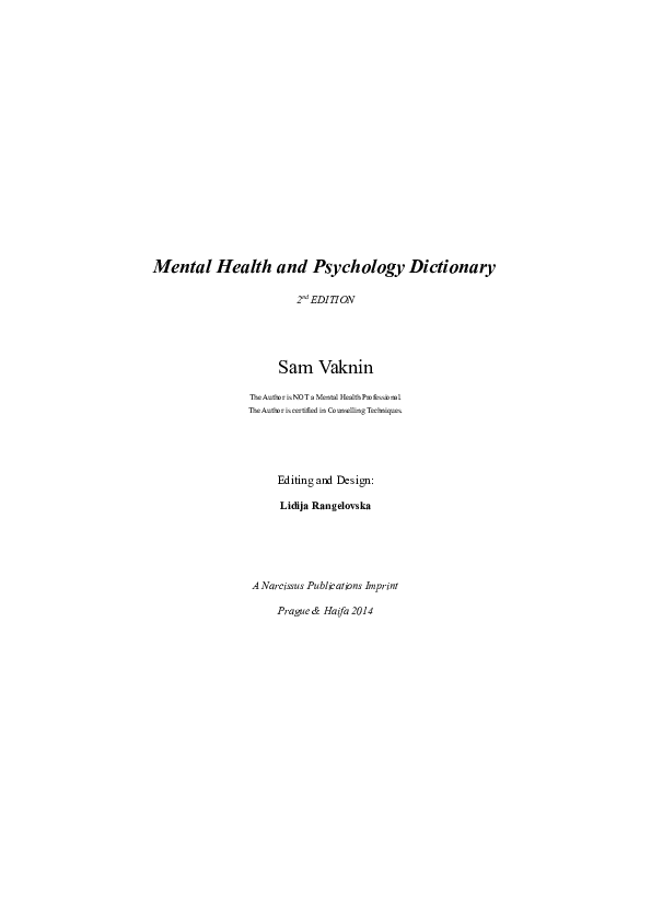 (DOC) Mental Health and Psychology MiniDictionary Sam Vaknin