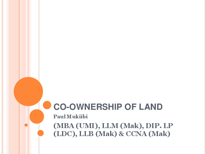 (PPT) Legal Provisions governing Coownership of Land in Uganda Paul