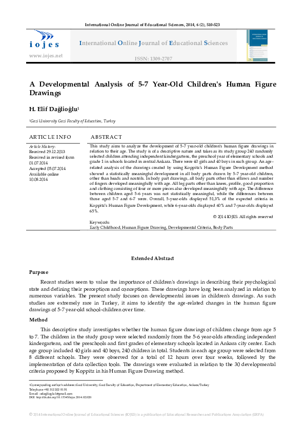 (PDF) A Developmental Analysis of 57 YearOld Children's Human Figure