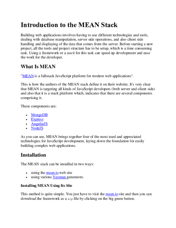 (DOC) Introduction to the MEAN Stack Building