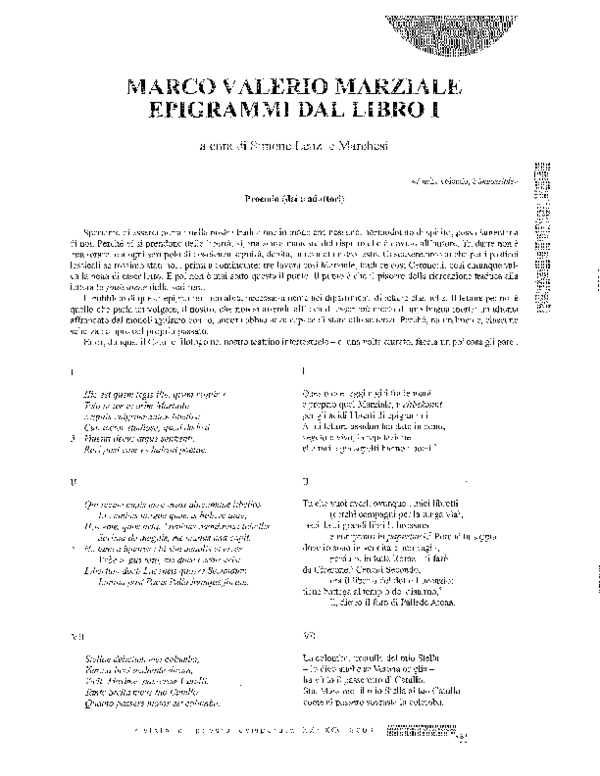 (PDF) Marziale, Epigrammi dal libro 1 Simone Marchesi Academia.edu