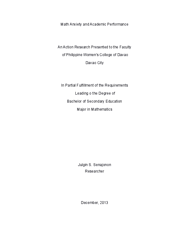 (DOC) math anxiety and academic performance