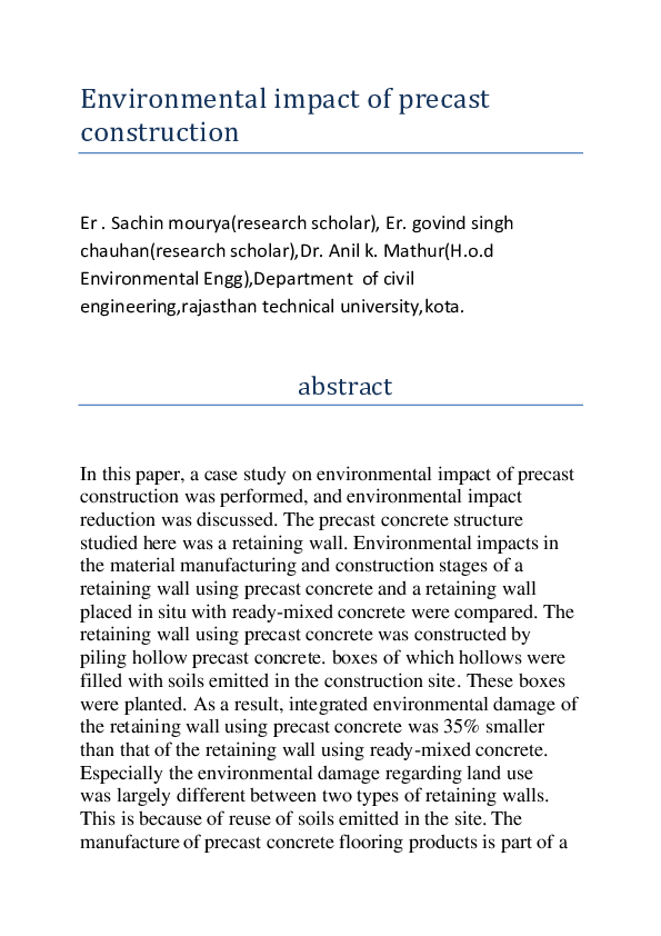 (DOC) Environmental impact of precast construction