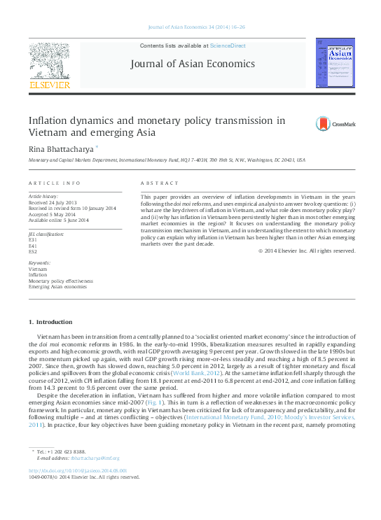 (PDF) Inflation dynamics and monetary policy transmission in Vietnam ...