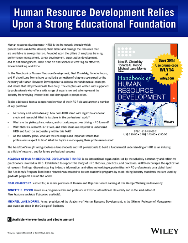 (PDF) Handbook of human resource development: the discipline and the field.
