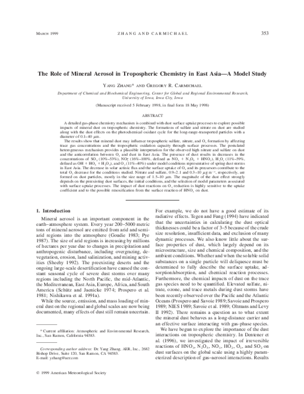 (PDF) The Role of Mineral Aerosol in Tropospheric Chemistry in East ...