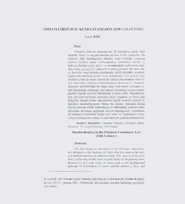(PDF) Standardisation in the Ottoman Customary Law (16th Century)