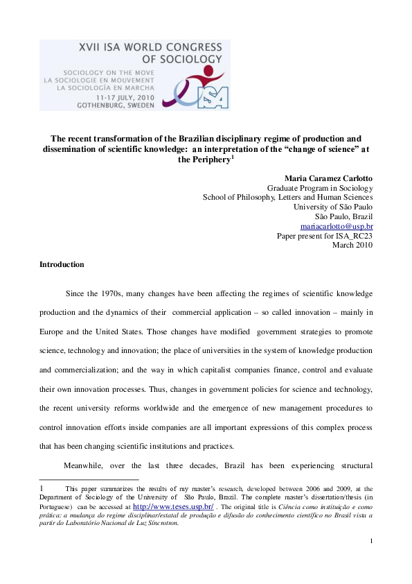 (PDF) Recent Changes in the Scientific Knowledge Production and ...