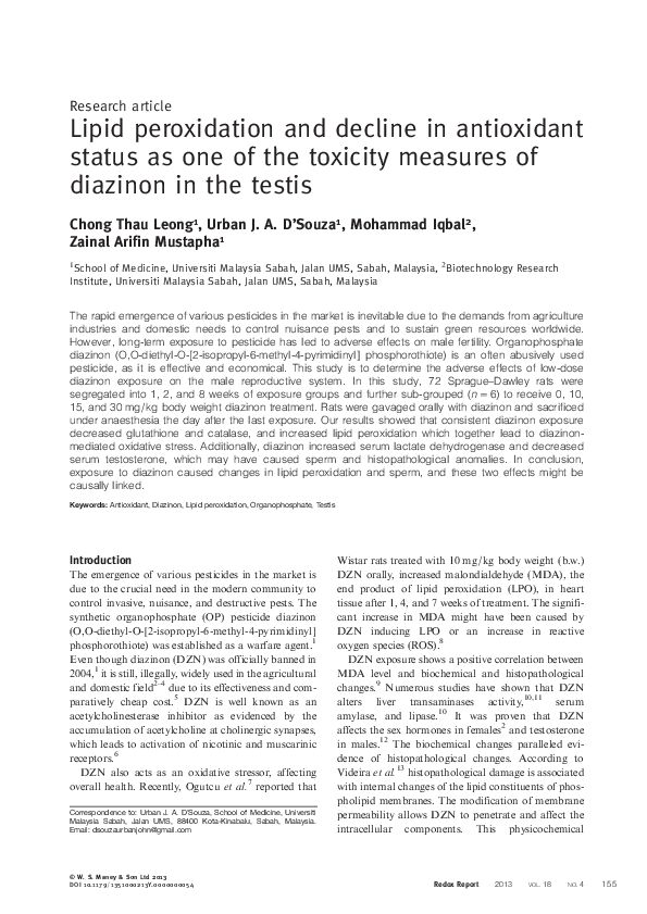 (PDF) Lipid peroxidation and decline in antioxidant status as one of ...