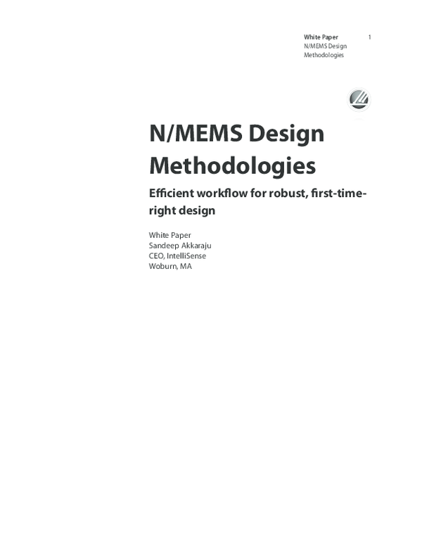 (PDF) N/MEMS Design Methodologies Efficient workflow for robust, first ...