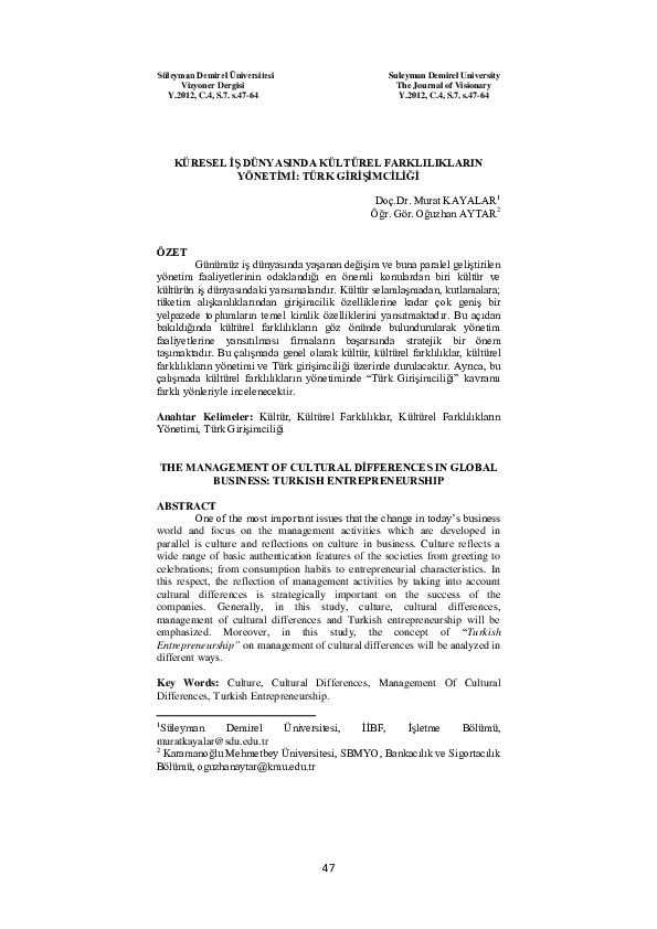 (PDF) The Management of Cultural Differences in Global Business ...