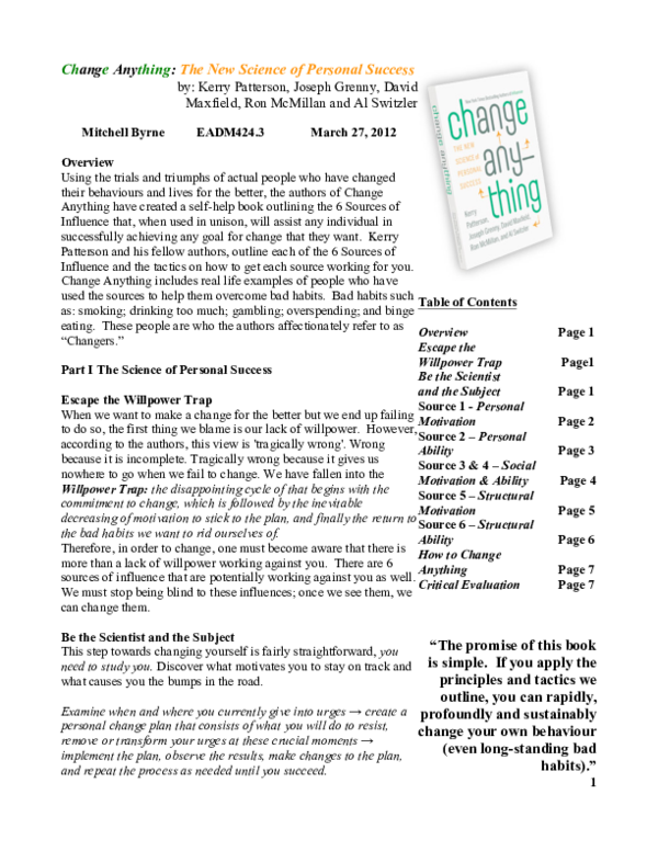 (PDF) Change Anything: The New Science of Personal Success