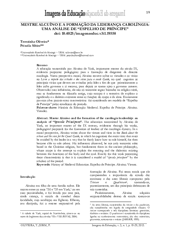 (PDF) Mestre Alcuino e a formação da liderança carolíngia uma análise