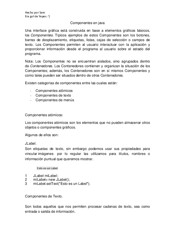 (DOC) Componentes en java