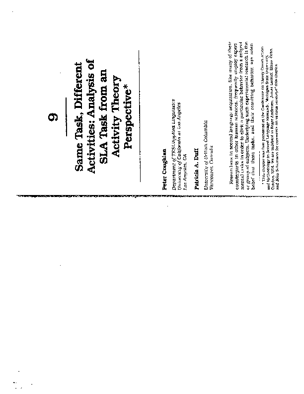 (PDF) Same task, different activities: Analysis of a SLA [second ...