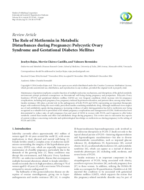 The Role of Metformin in Metabolic Disturbances during Pregnancy ...