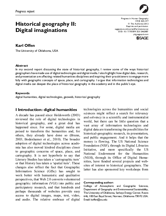 Historical Geography II Digital Imaginations Karl Offen Academia.edu