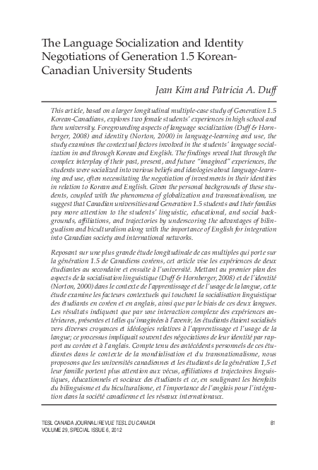 (PDF) The language socialization and identity negotiations of ...