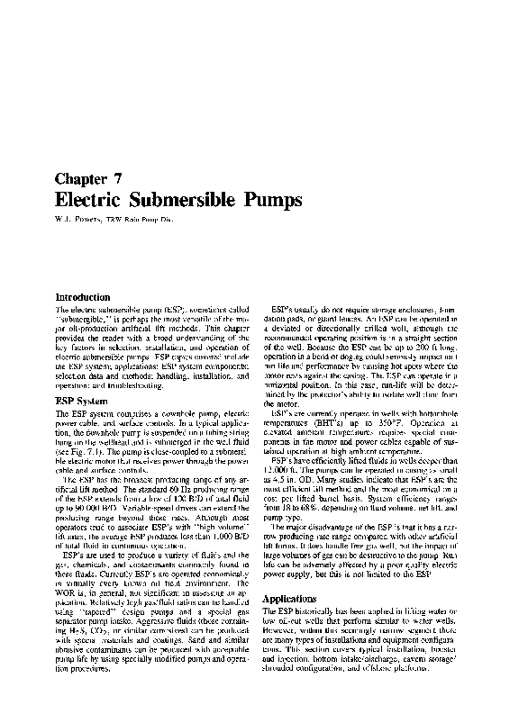 (PDF) Electric Submersible Pumps muhammad hasbi Academia.edu