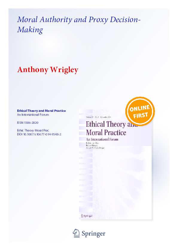 (PDF) Moral Authority and Proxy Decision Making, Ethical Theory and ...