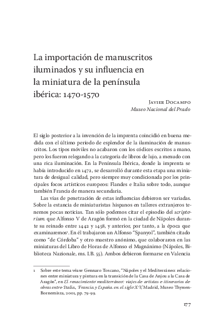 (PDF) La importación de manuscritos iluminados y su influencia en la