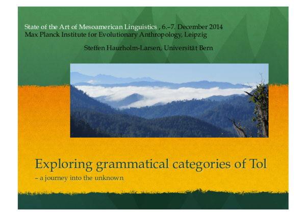 (PDF) Exploring grammatical categories of Tol - a journey into the ...