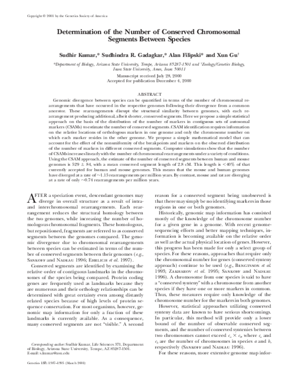 (PDF) Determination of the Number of Conserved Chromosomal Segments ...