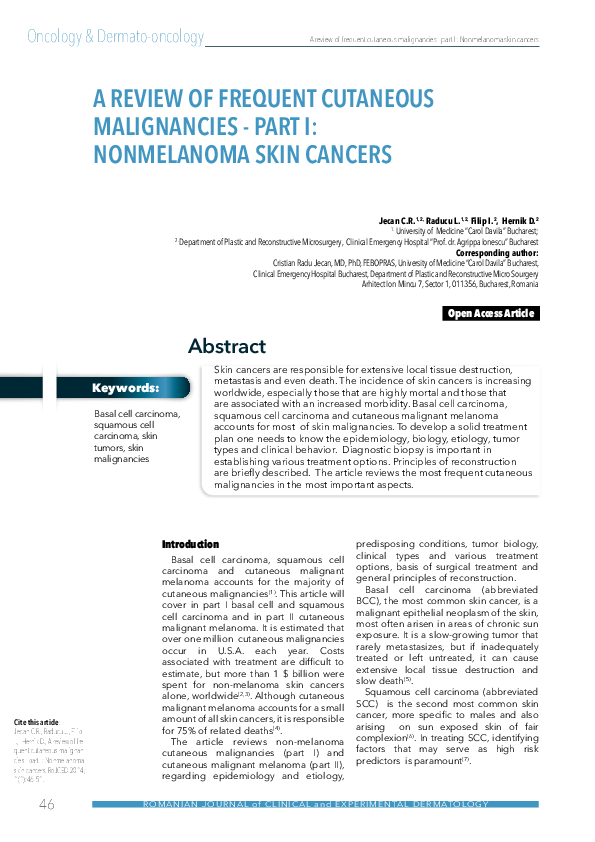  pdf a review of frequent malignancies part i non melanoma skin