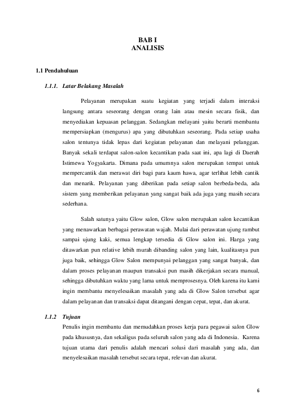 Doc Bab I Analisis Glow Salon Isti Fajarasih Academia Edu