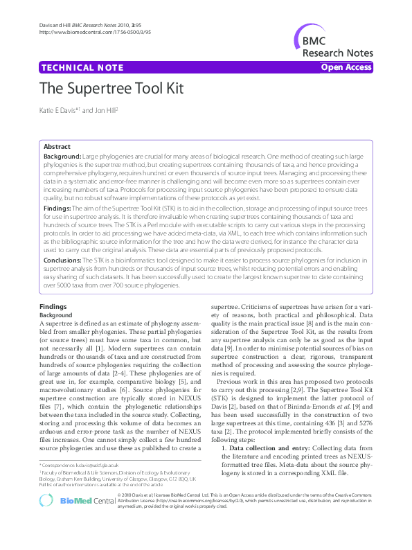 (PDF) The Supertree Tool Kit