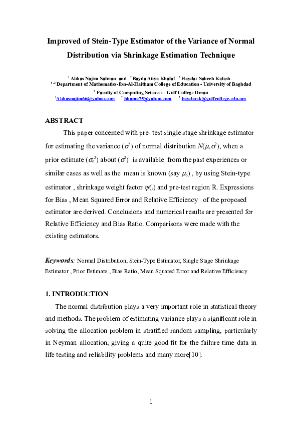 doc improved of stein type estimator of the variance of normal