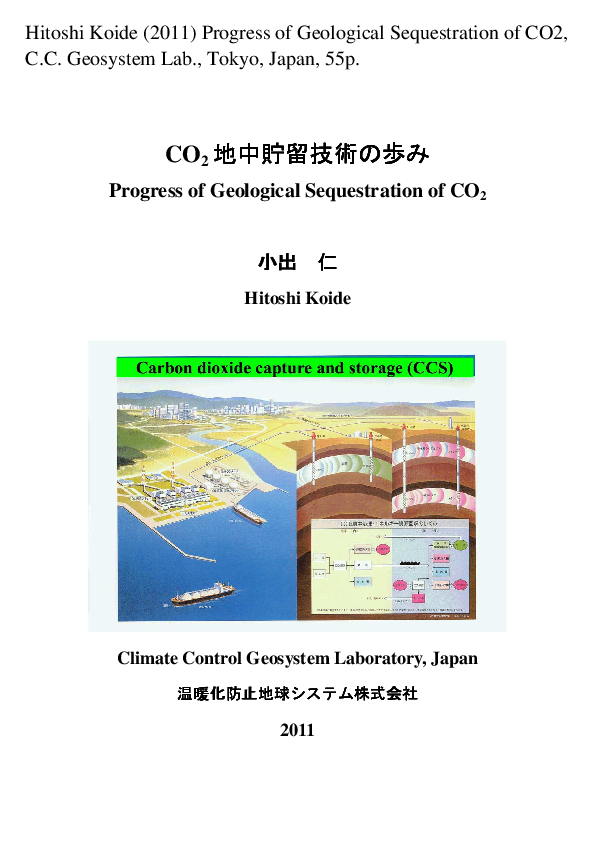 Pdf Progress Of Geological Sequestration Of Co2 In Japanese Hitoshi Koide Academia Edu