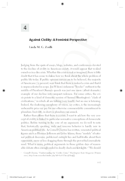Pdf Against Civility A Feminist Perspective 