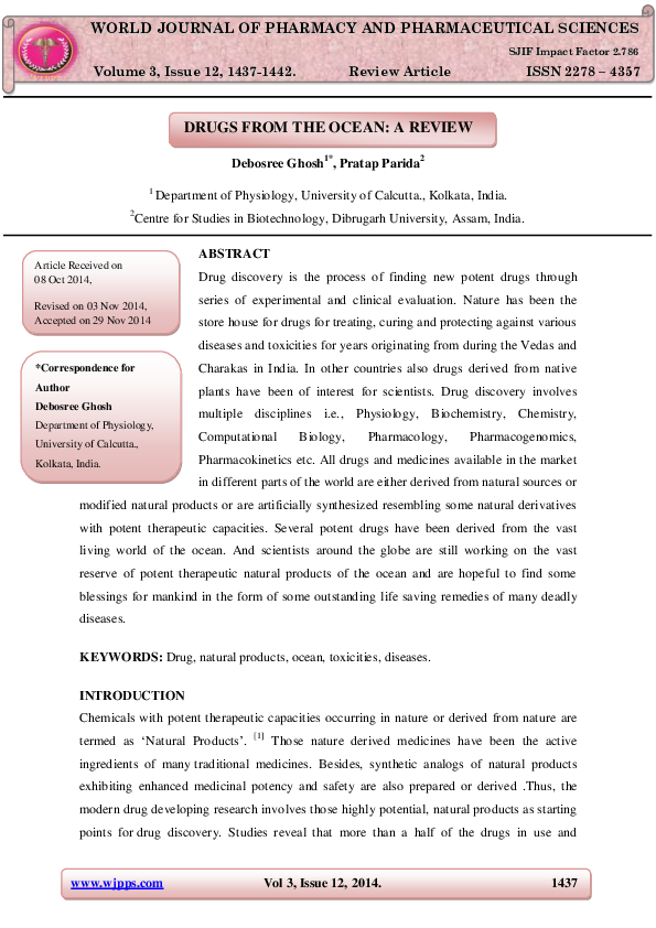 (PDF) DRUGS FROM THE OCEAN: A REVIEW