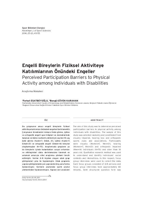 (PDF) Perceived Participation Barriers to Physical Activity among ...