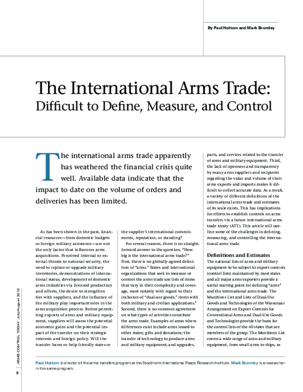 (PDF) The international arms trade: Difficult to define, measure, and ...