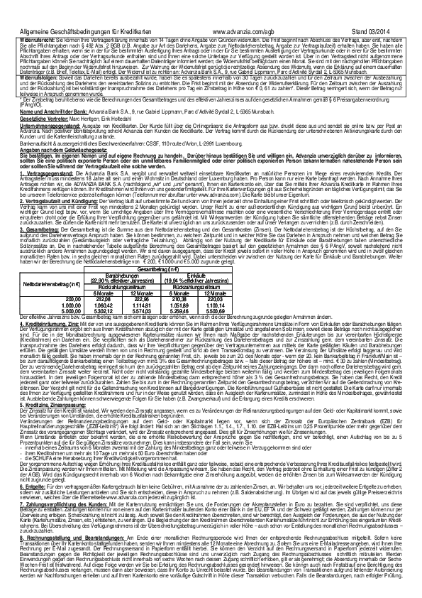 Pdf Allgemeine Geschaftsbedingungen Fur Kreditkarten Mahdi
