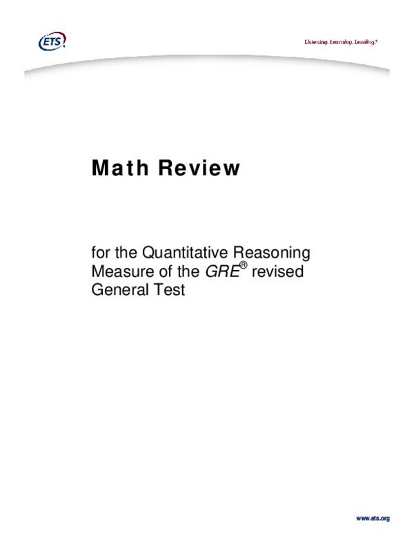 (PDF) Math Review for the Quantitative Reasoning Measure of the GRE