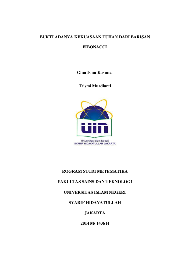 Doc Bukti Adanya Kekuasaan Tuhan Dari Barisan Fibonacci Gina Isma Academia Edu