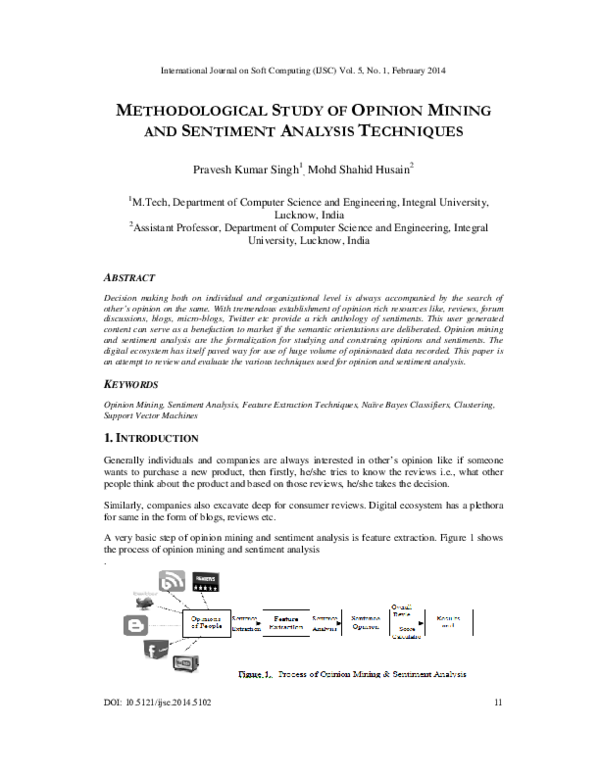 (PDF) METHODOLOGICAL STUDY OF OPINION MINING AND SENTIMENT ANALYSIS ...