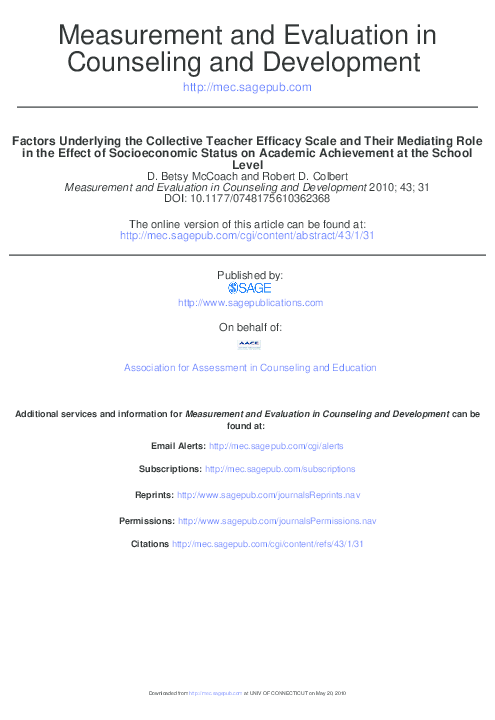 (PDF) Factors Underlying the Collective Teacher Efficacy Scale and ...