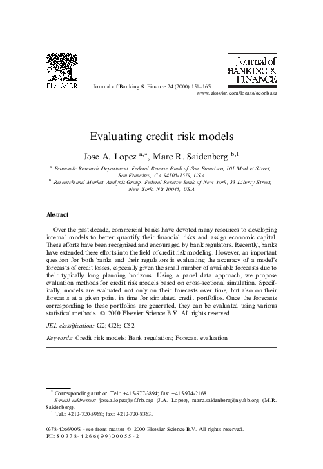 (PDF) Evaluating credit risk models