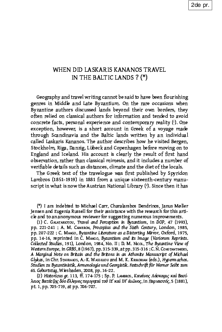 (PDF) When did Laskaris Kananos travel in the Baltic lands?