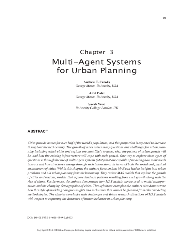 (PDF) Multi-agent Systems for Urban Planning