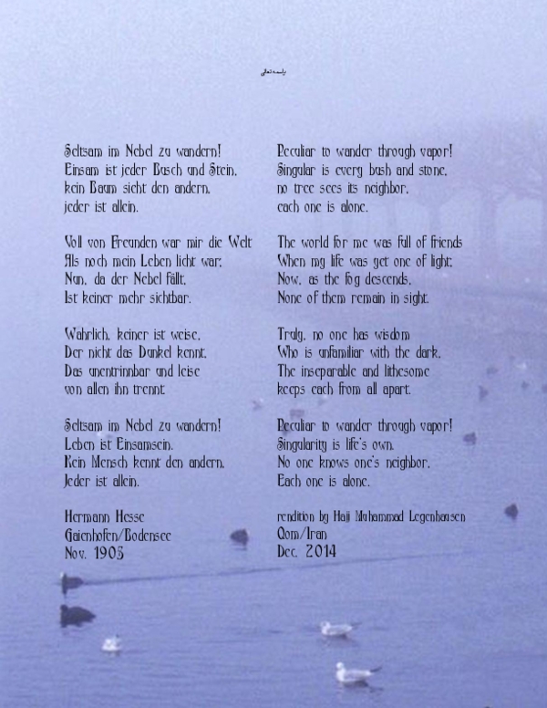 Interpretation Im Nebel Hermann Hesse (PDF) Hermann Hesse, Im Nebel (translation)