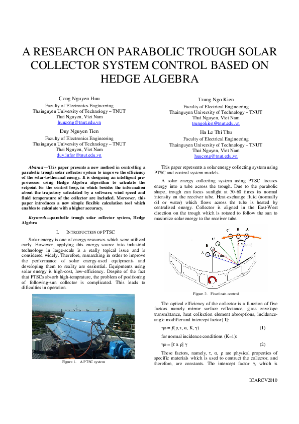 (PDF) A research on parabolic trough solar collector system control ...
