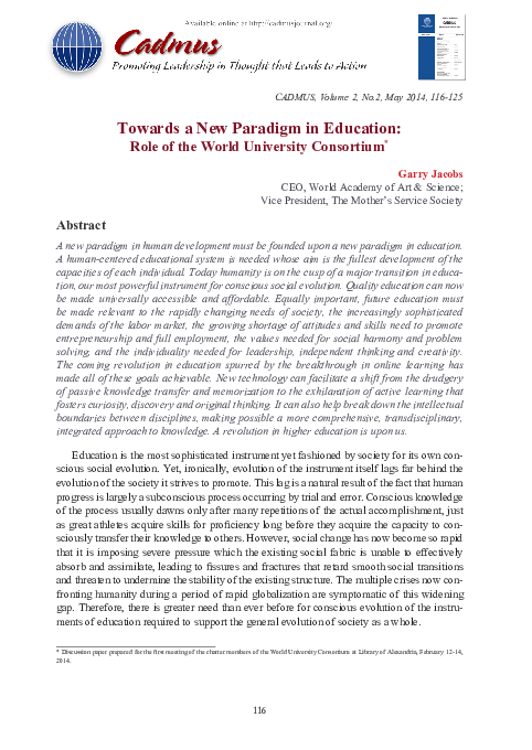 (PDF) Towards a New Paradigm in Education