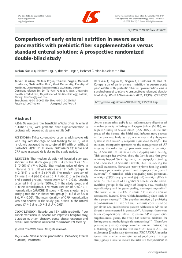 (PDF) Comparison of early enteral nutrition in severe acute ...